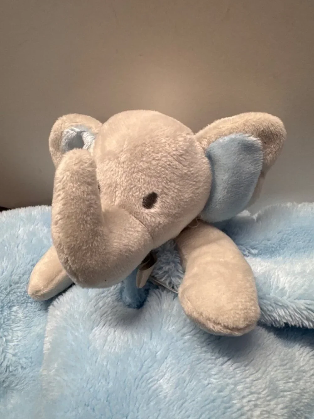 Blankets & Beyond Blue Plush Elephant Security Blanket Lovey For Baby